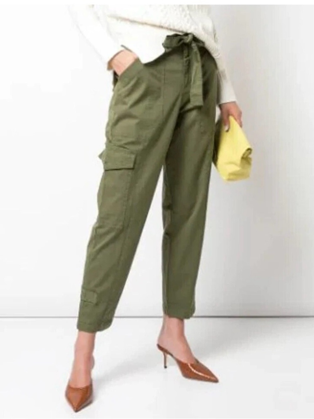 ALEX MILL Army Olive Green Expedition Cropped Utility Cargo Pants‎ Slim Leg Sz 2